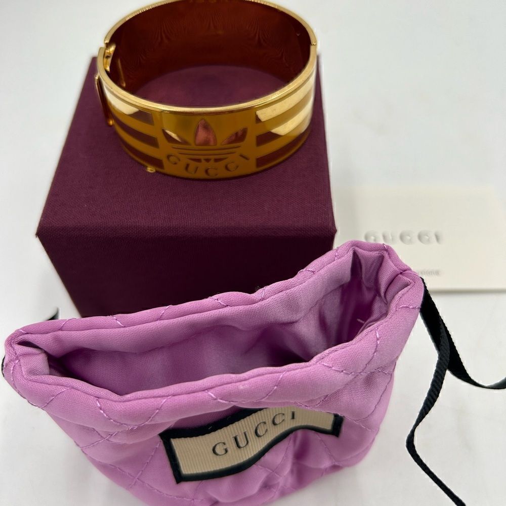 Women’s Gucci X Adidas gold cuff bracelet made in Italy - Picture 9 of 10
